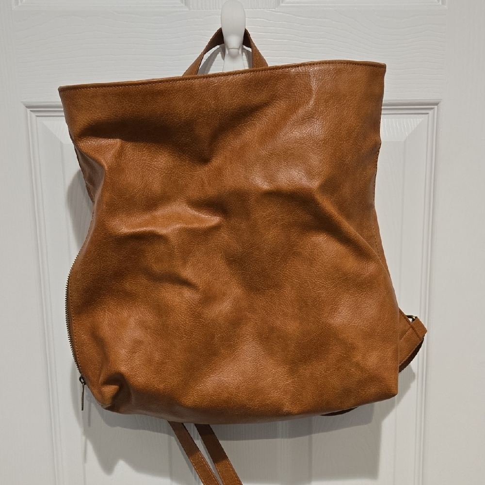 Brown Vegan Leather Backpack